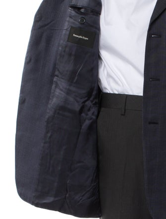 Ermenegildo Zegna Wool Plaid Print Blazer