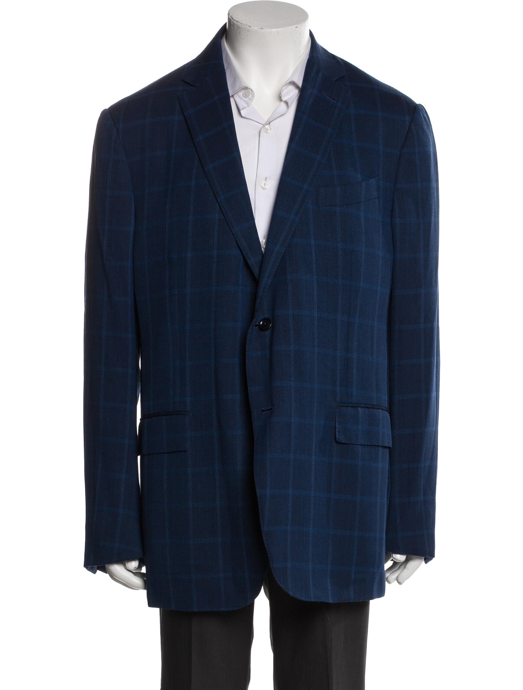 Ermenegildo Zegna Wool Plaid Print Jacket