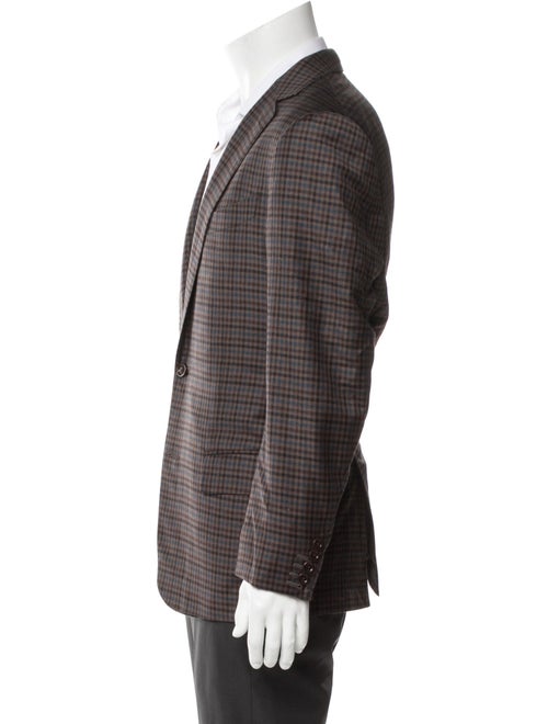 Ermenegildo Zegna Wool Plaid Print Peacoat
