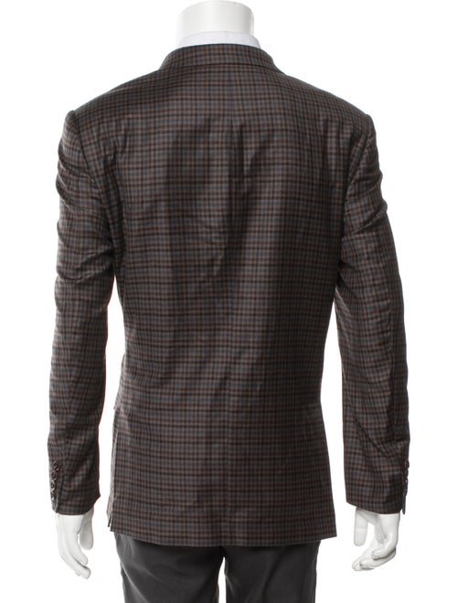 Ermenegildo Zegna Wool Plaid Print Peacoat