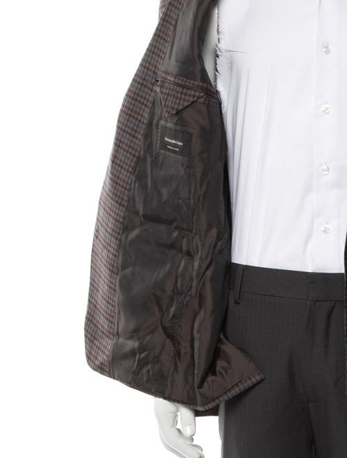 Ermenegildo Zegna Wool Plaid Print Peacoat