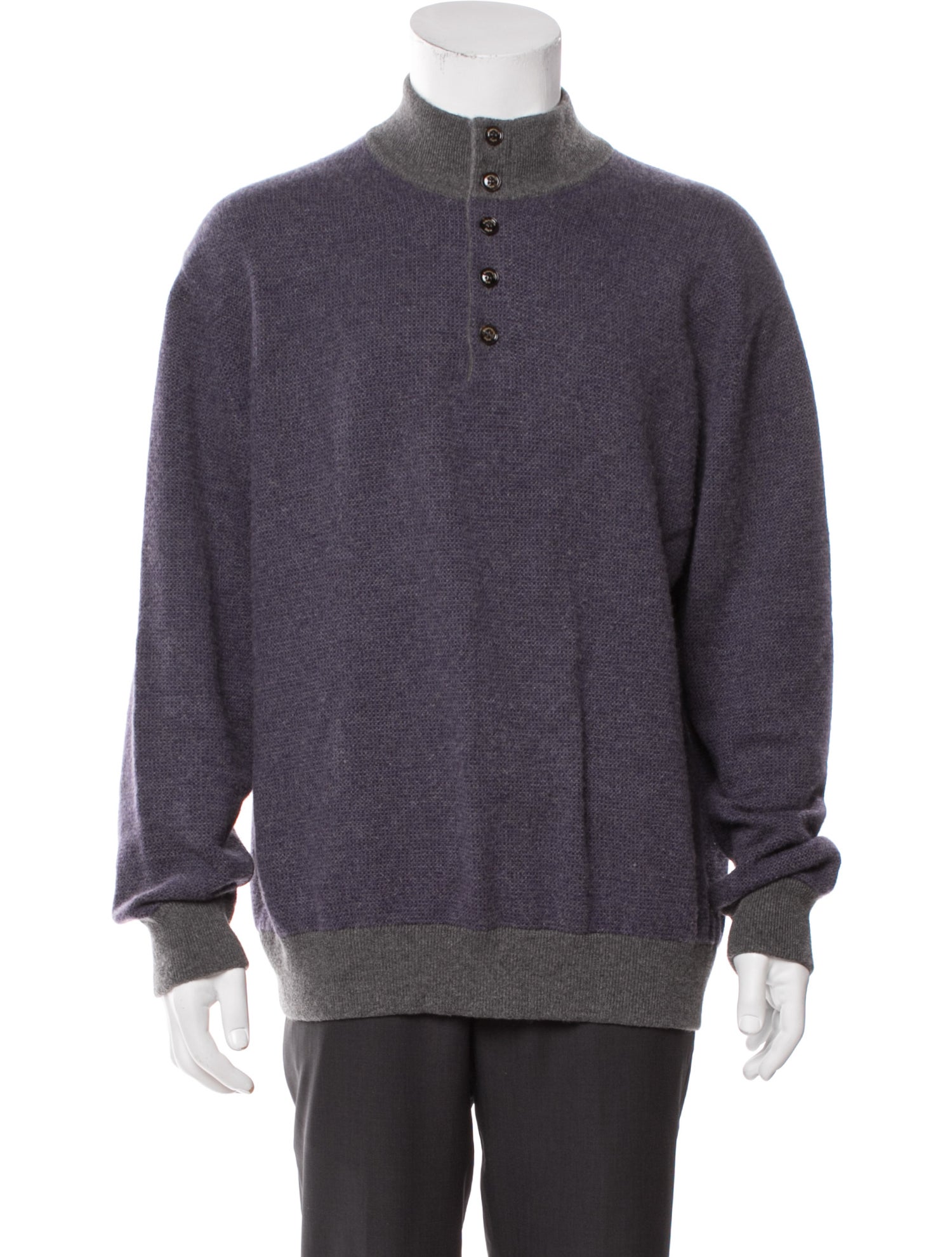 Ermenegildo Zegna Cashmere Colorblock Pattern Polo Sweater