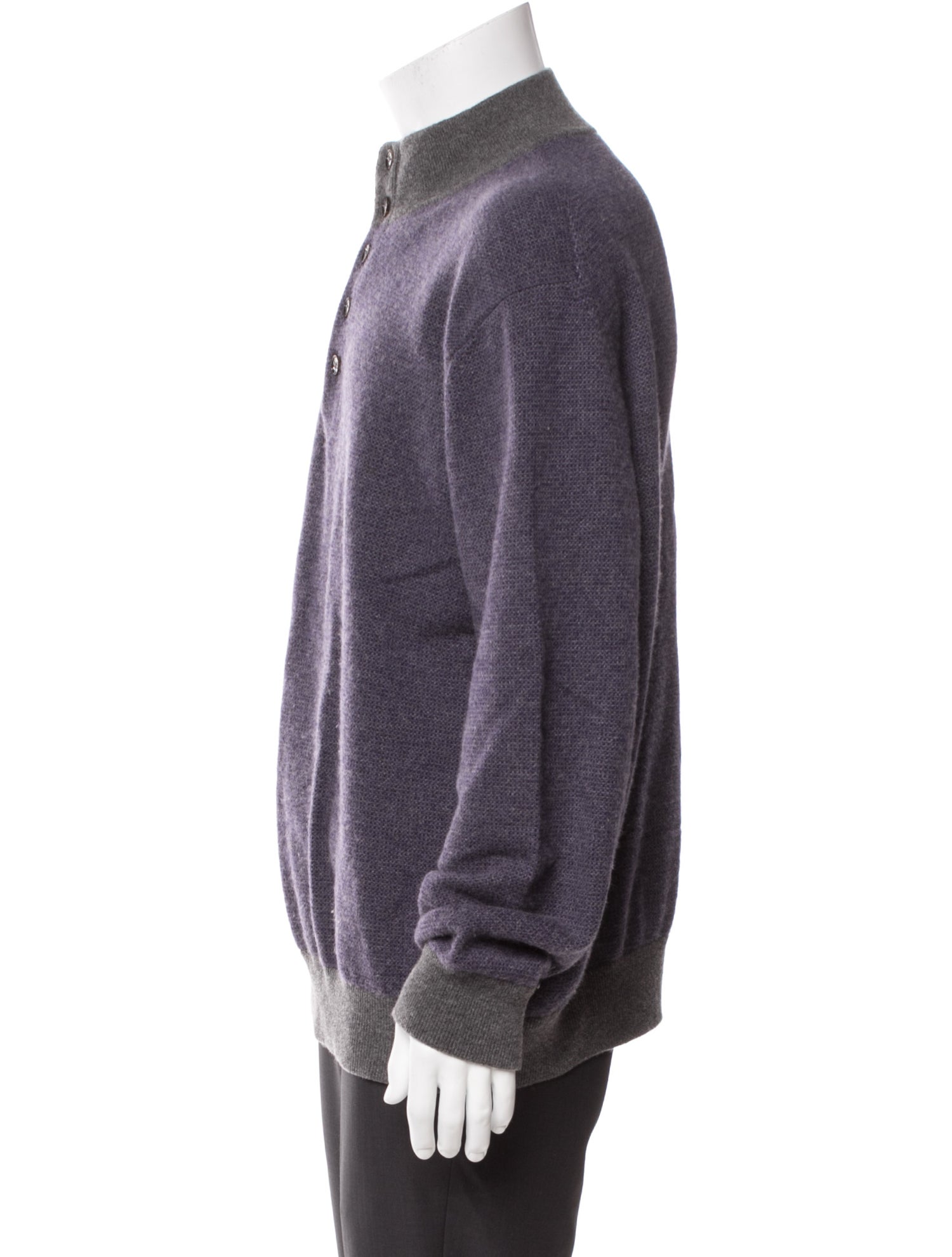 Ermenegildo Zegna Cashmere Colorblock Pattern Polo Sweater