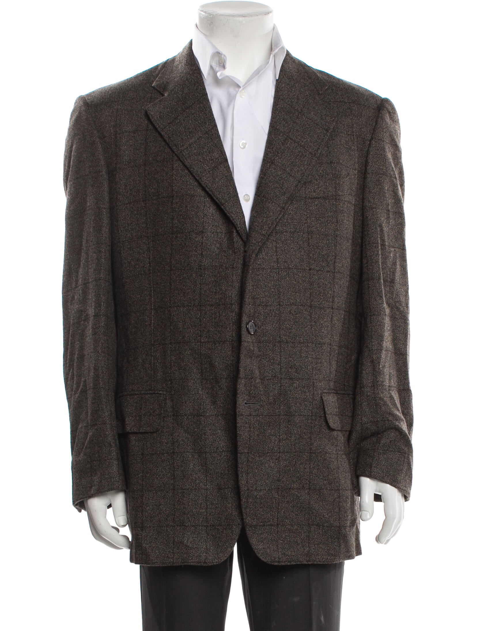 Ermenegildo Zegna Cashmere Tweed Pattern Peacoat
