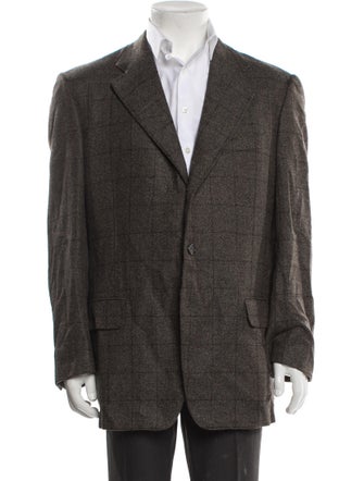 Ermenegildo Zegna Cashmere Tweed Pattern Peacoat
