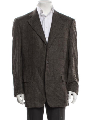 Ermenegildo Zegna Outerwear Cashmere Tweed Pattern Peacoat Us46, It56 | XXL