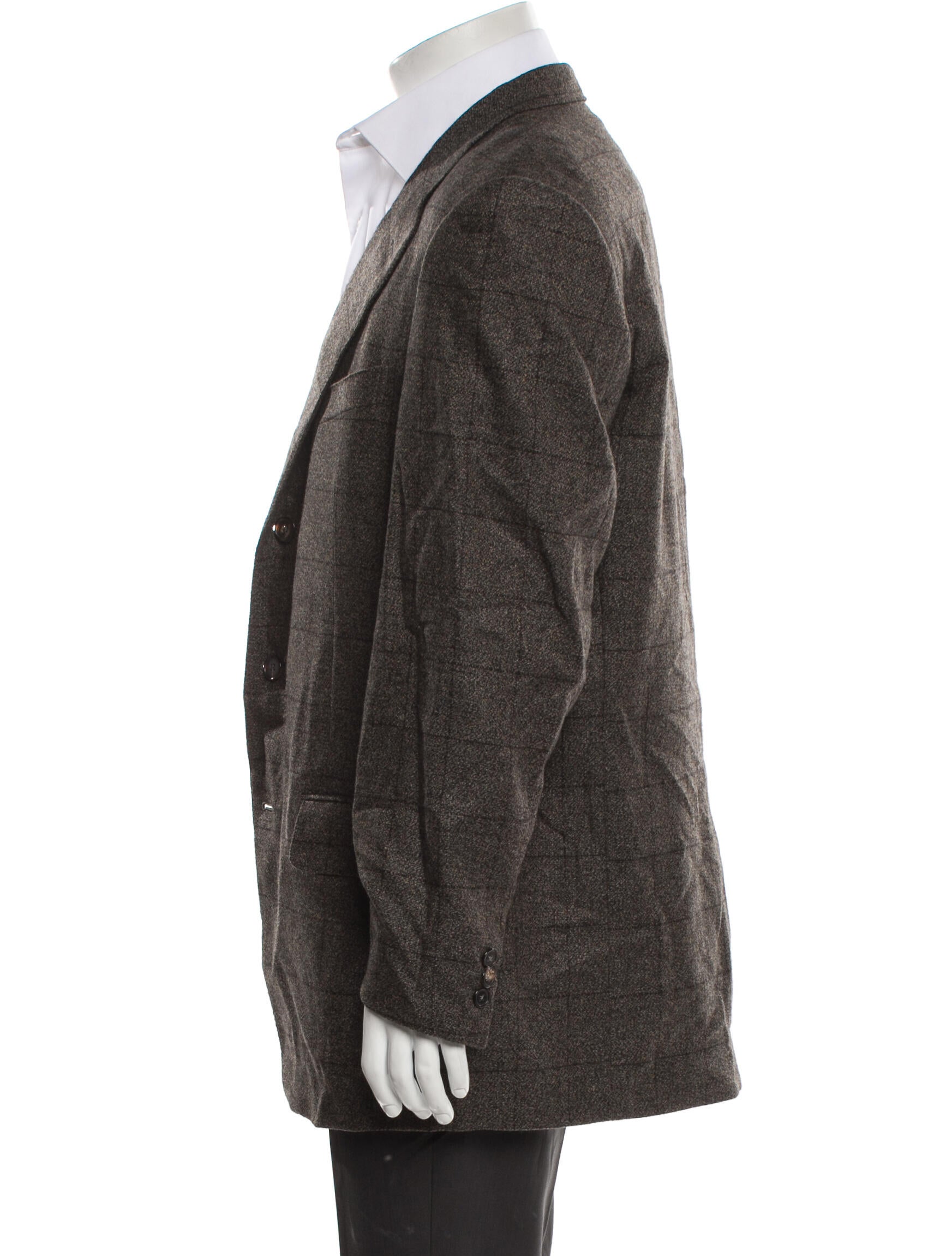 Ermenegildo Zegna Cashmere Tweed Pattern Peacoat