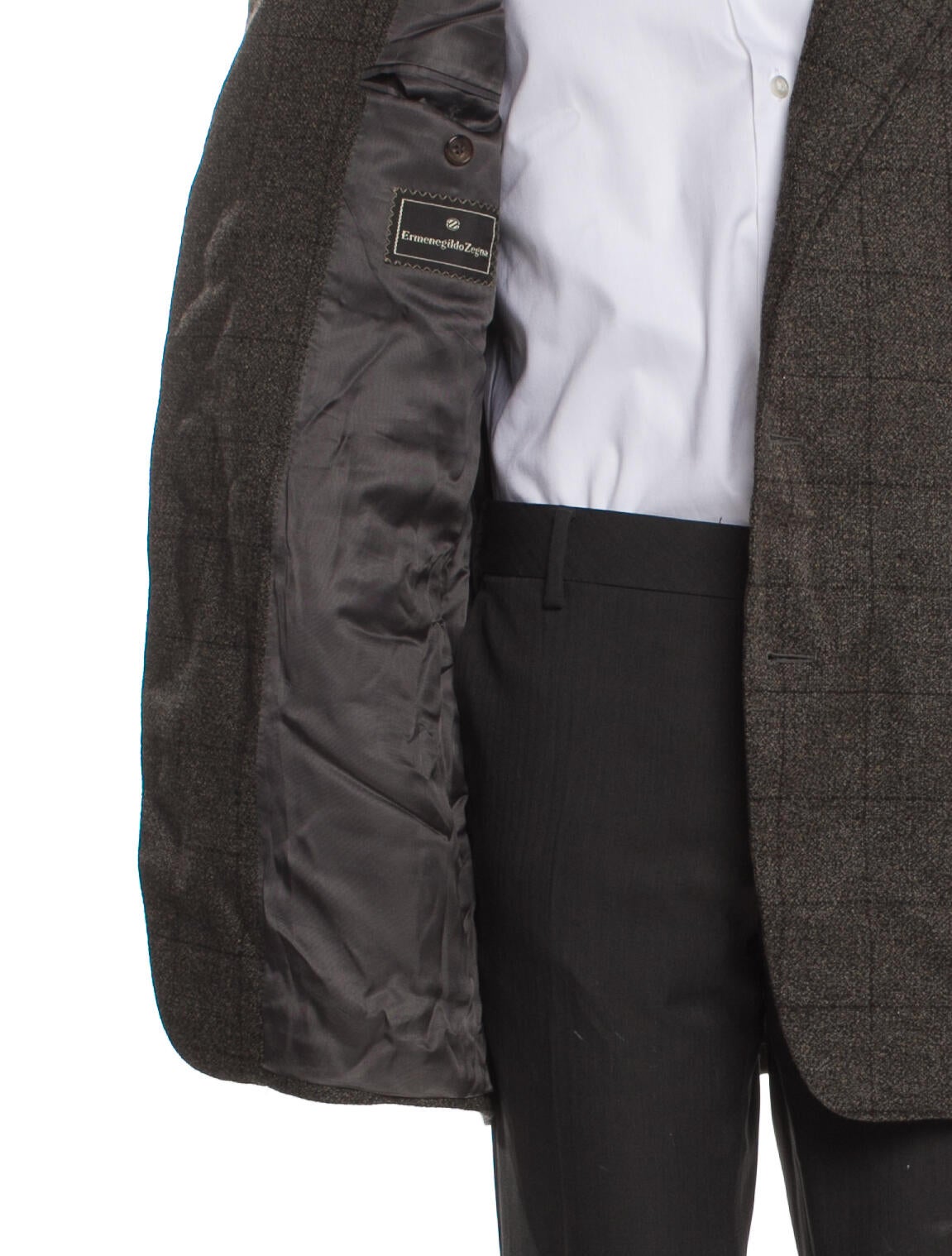 Ermenegildo Zegna Cashmere Tweed Pattern Peacoat