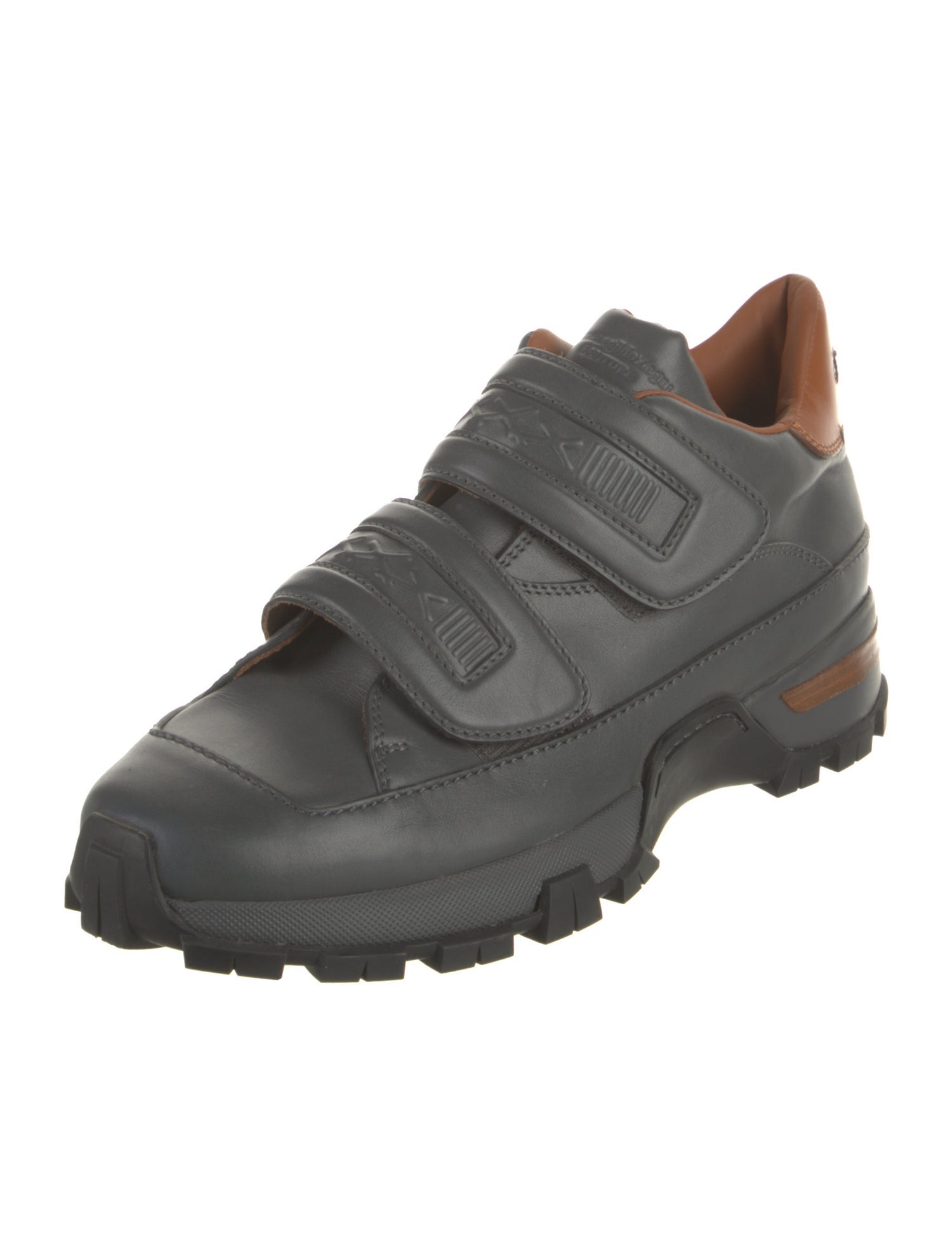 Ermenegildo Zegna Leather Colorblock Pattern Sneakers