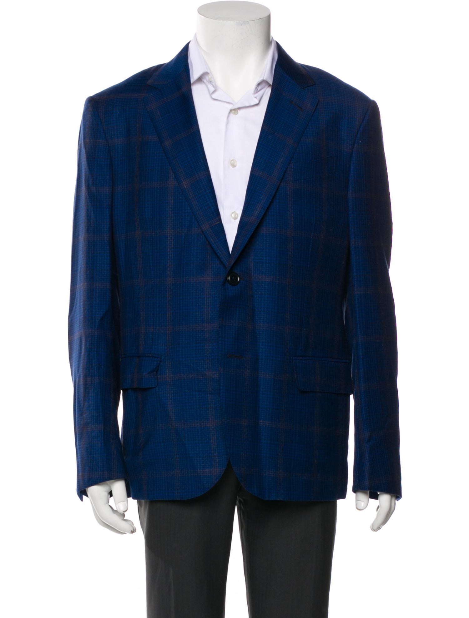 Ermenegildo Zegna Wool Plaid Print Jacket