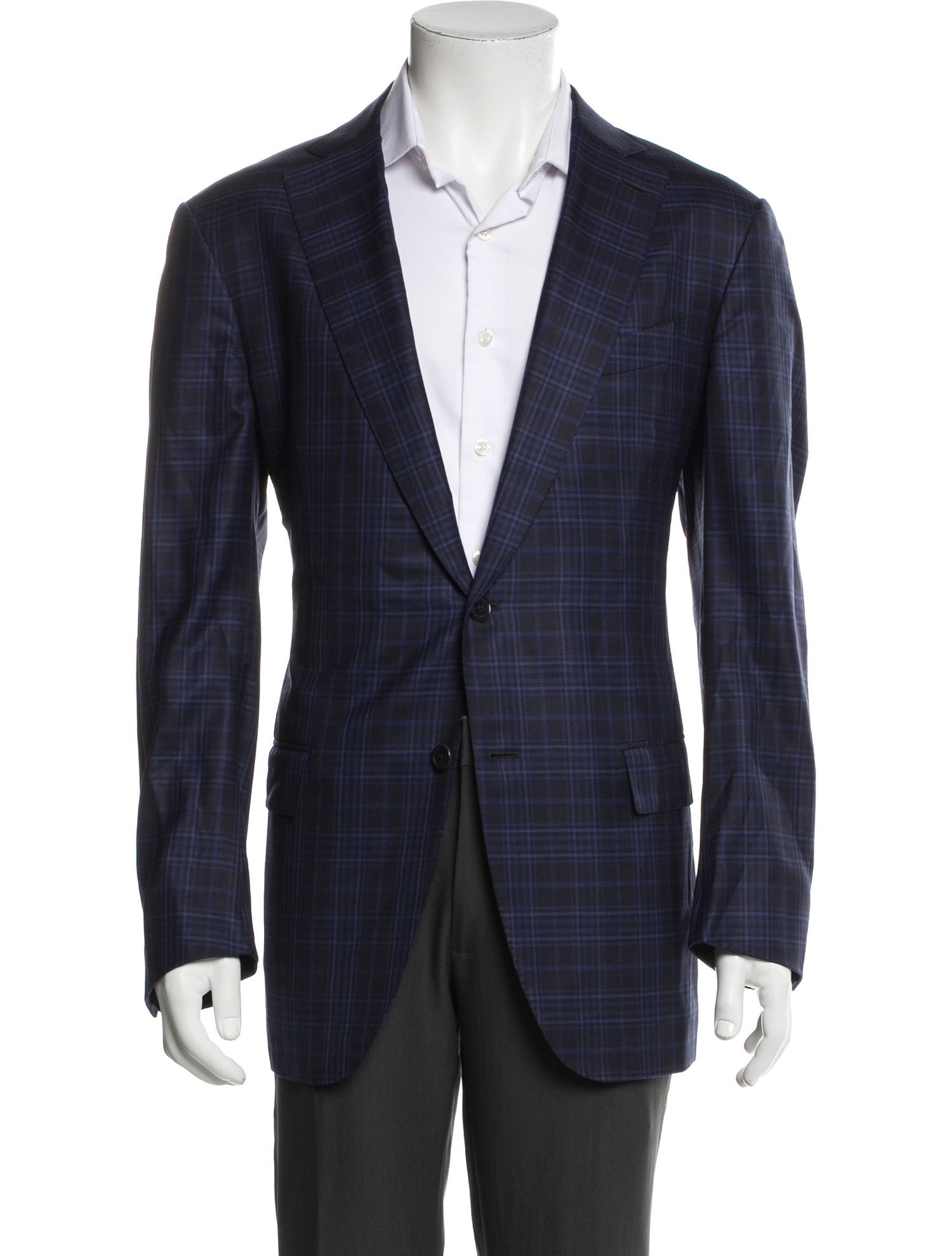 Ermenegildo Zegna Wool Plaid Print Blazer