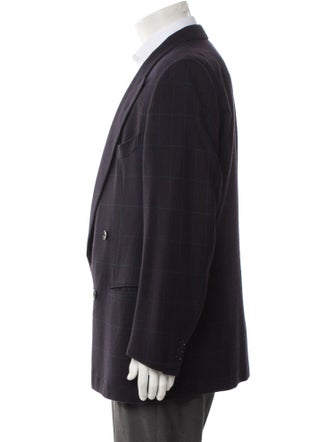 Ermenegildo Zegna Wool Plaid Print Blazer