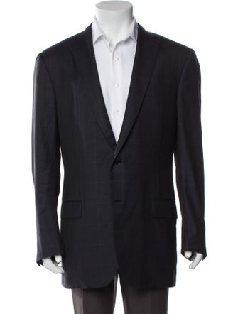 Ermenegildo Zegna Wool Plaid Print Blazer