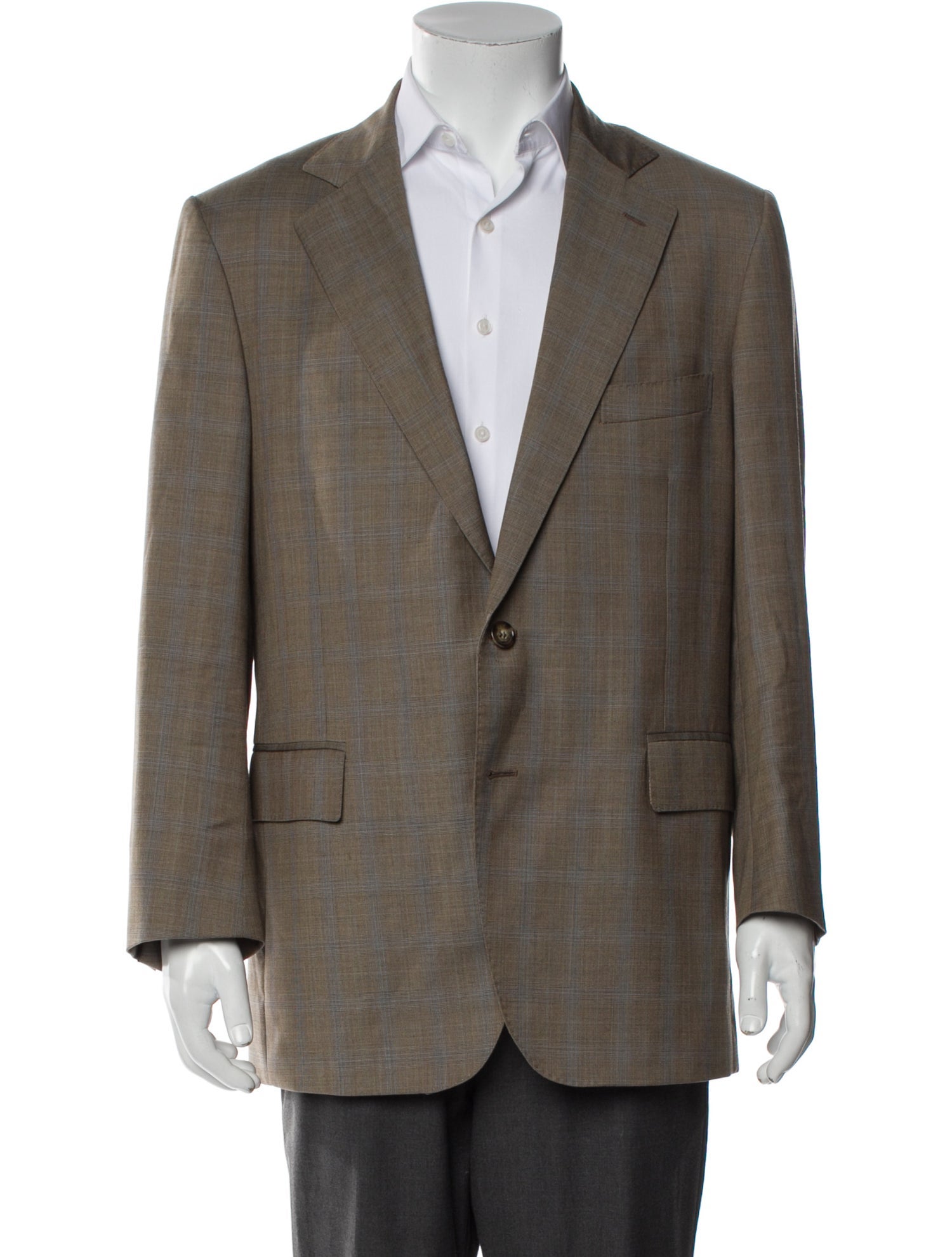Ermenegildo Zegna Virgin Wool Plaid Print Blazer