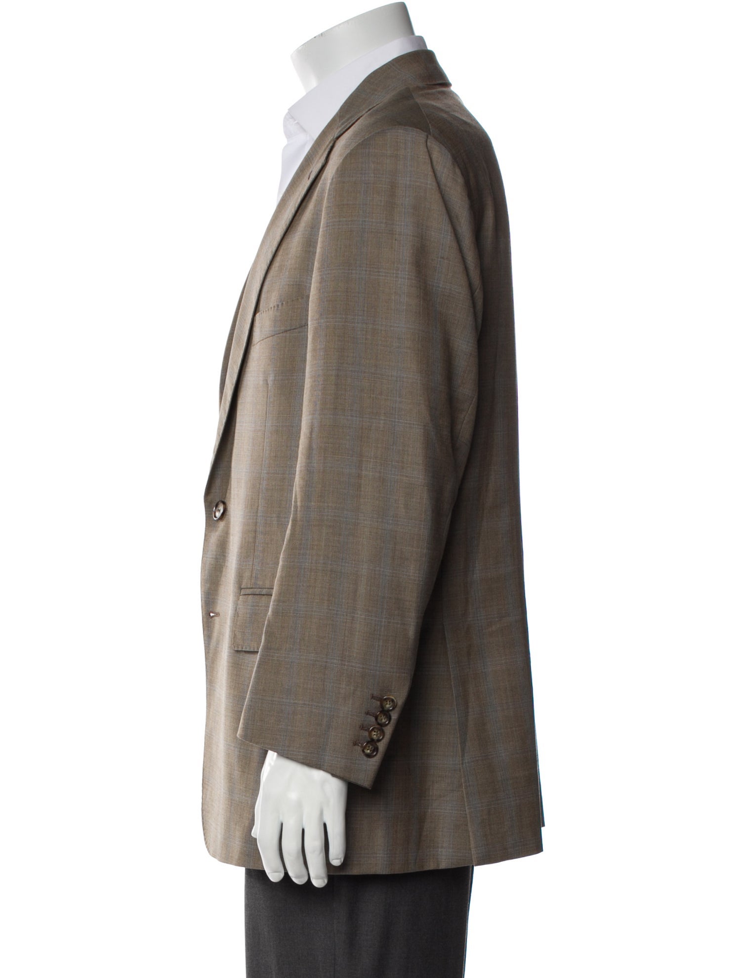 Ermenegildo Zegna Virgin Wool Plaid Print Blazer