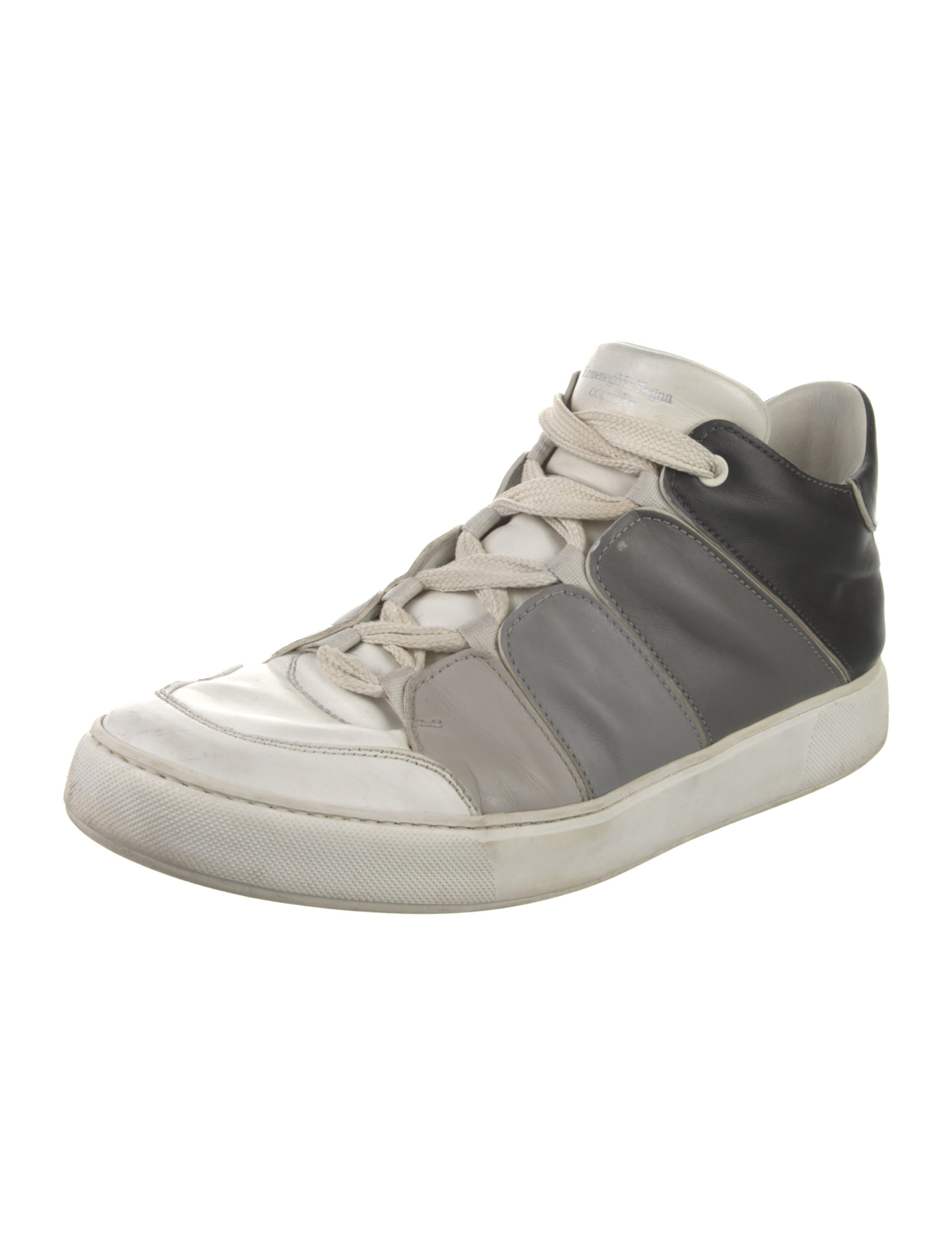 Ermenegildo Zegna Leather Colorblock Pattern Sneakers