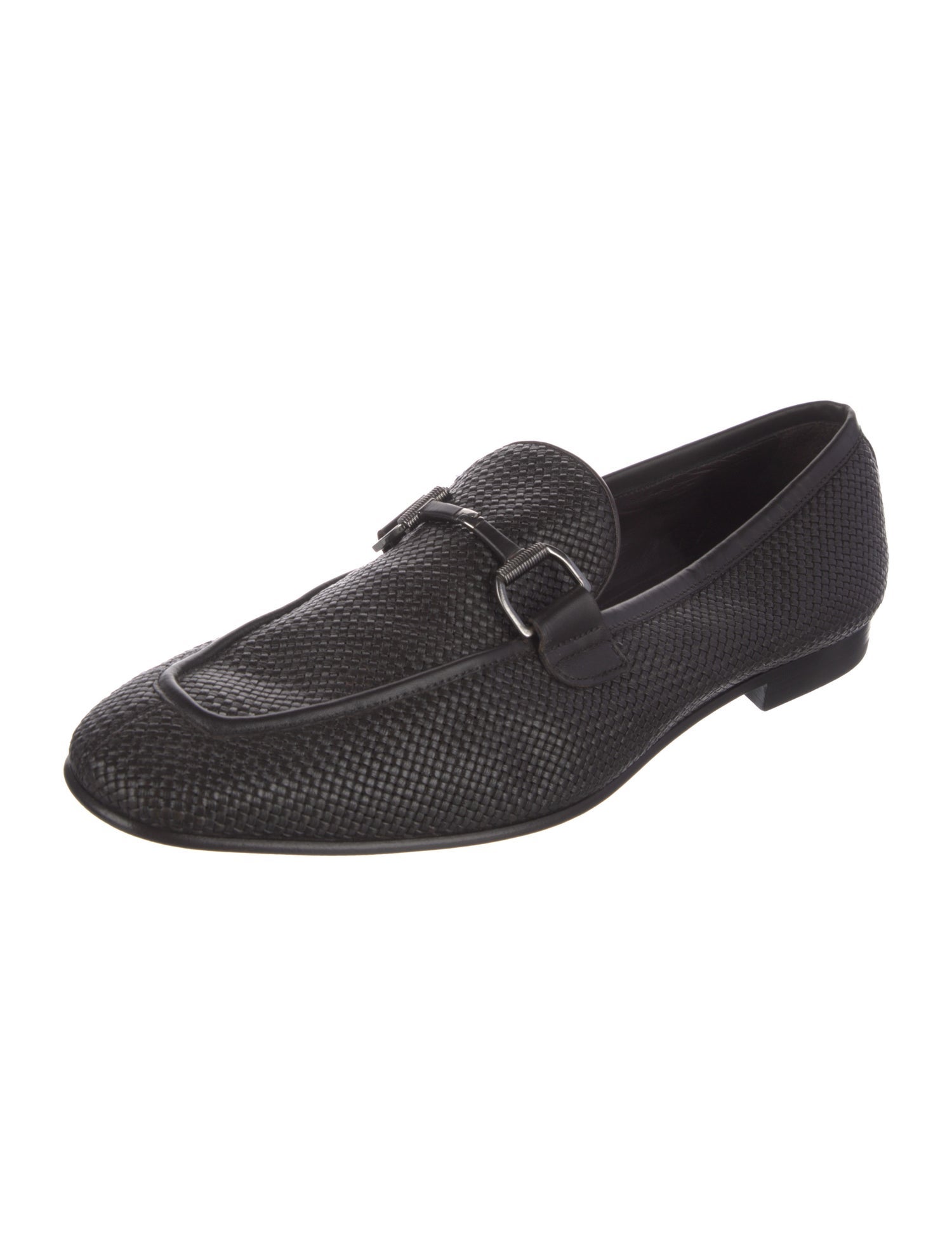 Ermenegildo Zegna Leather Braided Accents Loafers