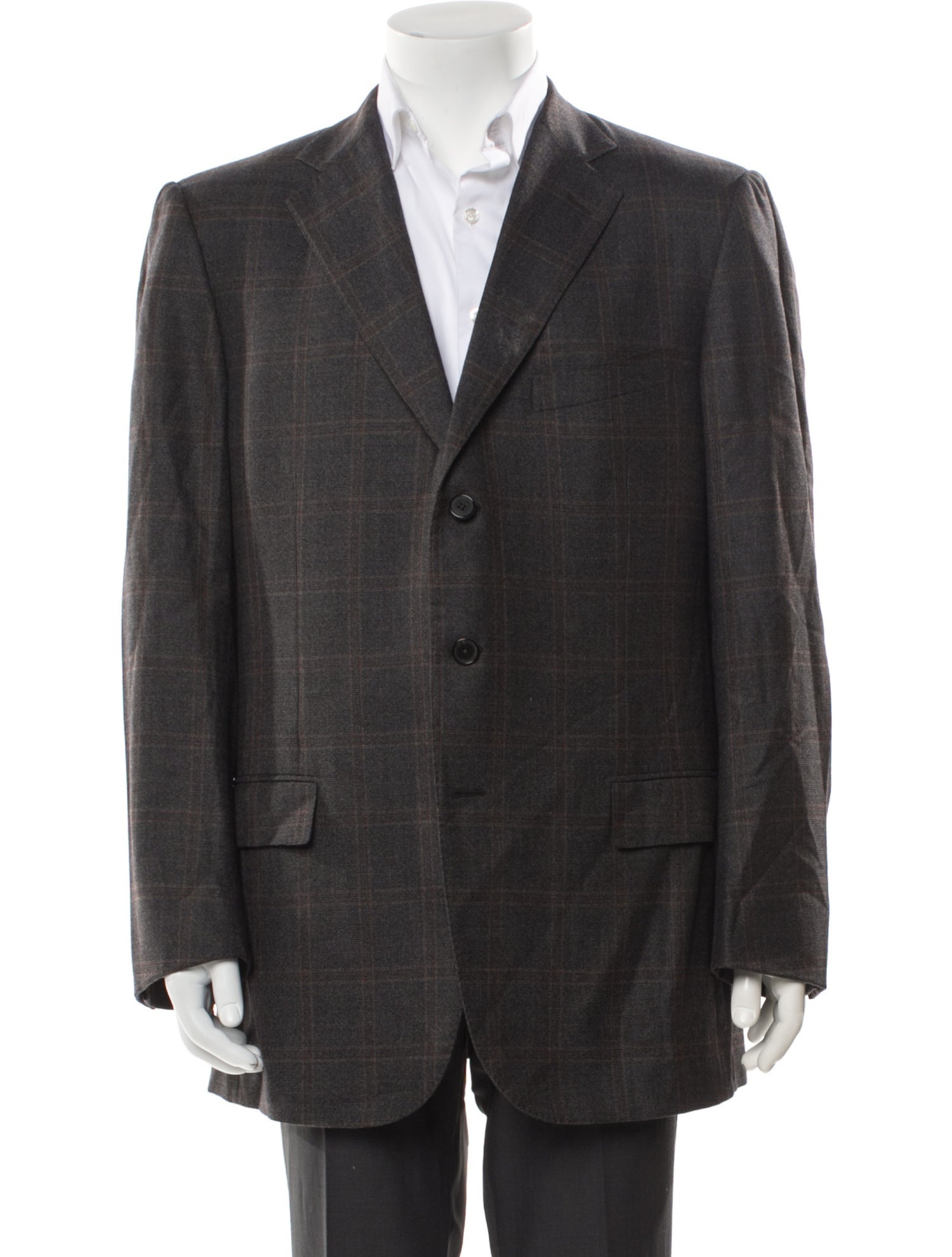 Ermenegildo Zegna Wool Plaid Print Blazer