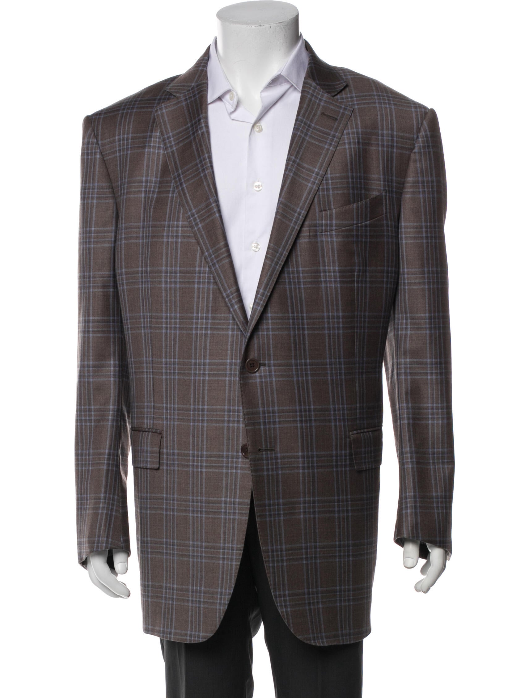 Ermenegildo Zegna Wool Plaid Print Blazer