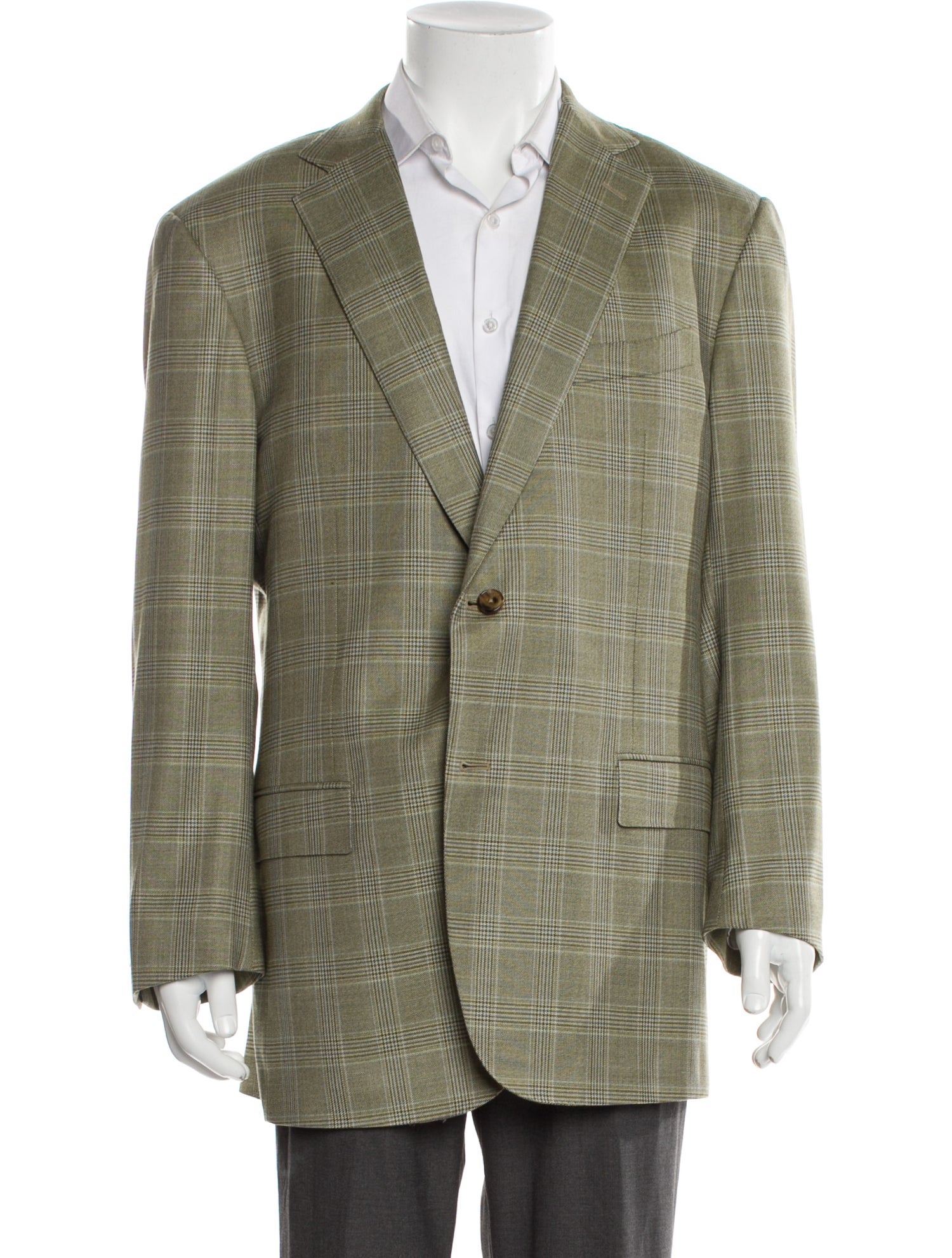 Ermenegildo Zegna Wool Plaid Print Blazer