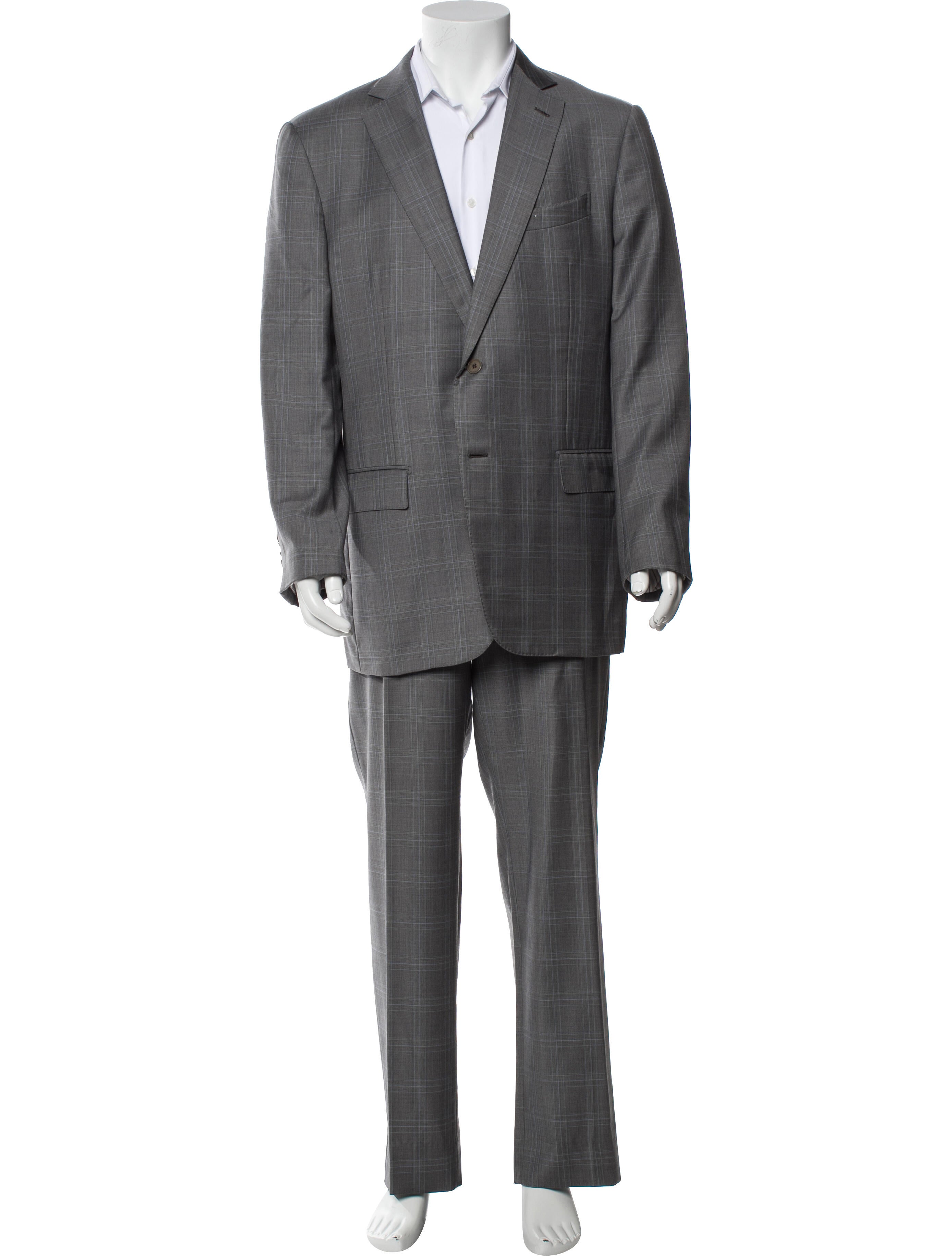 Ermenegildo Zegna Wool Plaid Print Two-Piece Suit