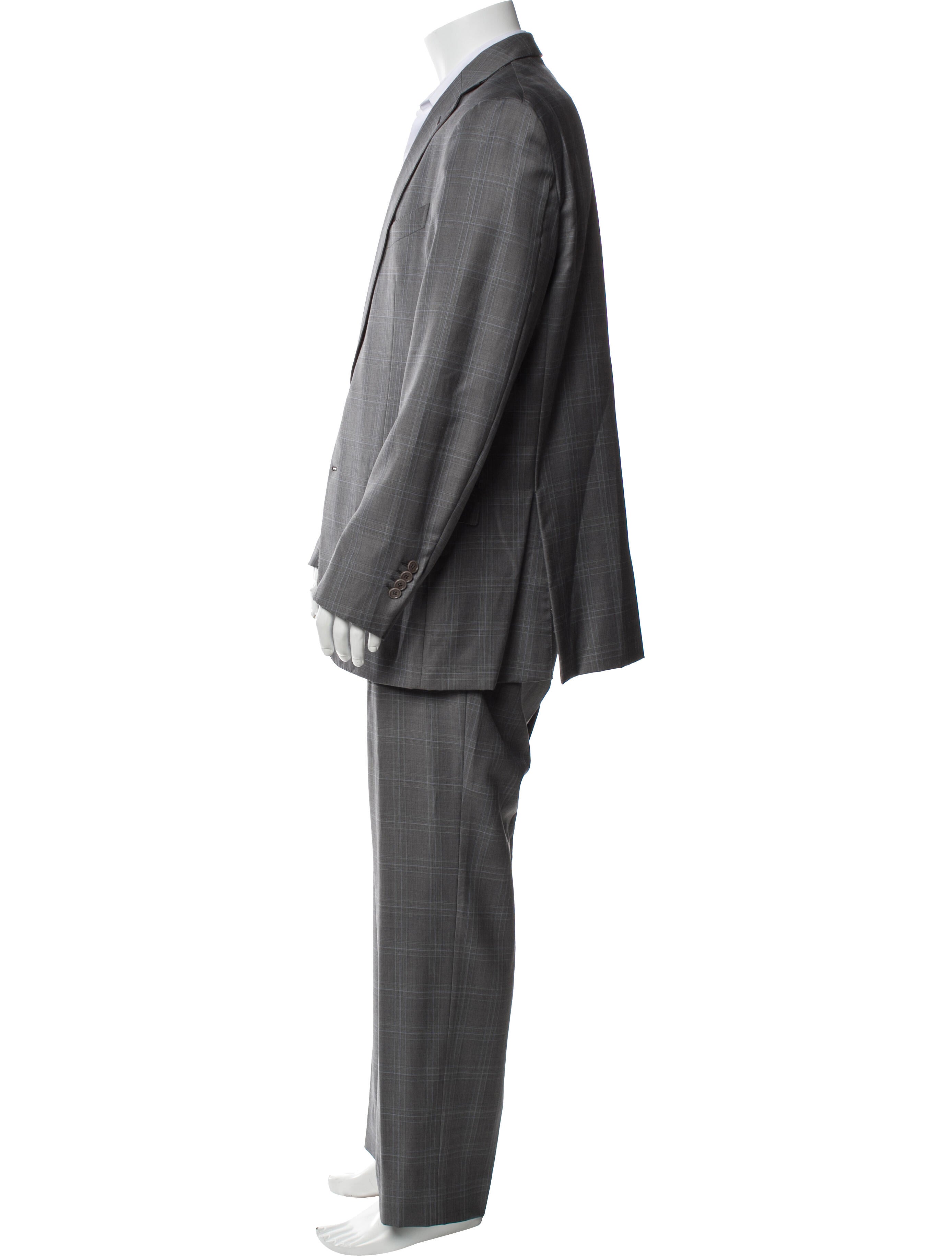 Ermenegildo Zegna Wool Plaid Print Two-Piece Suit