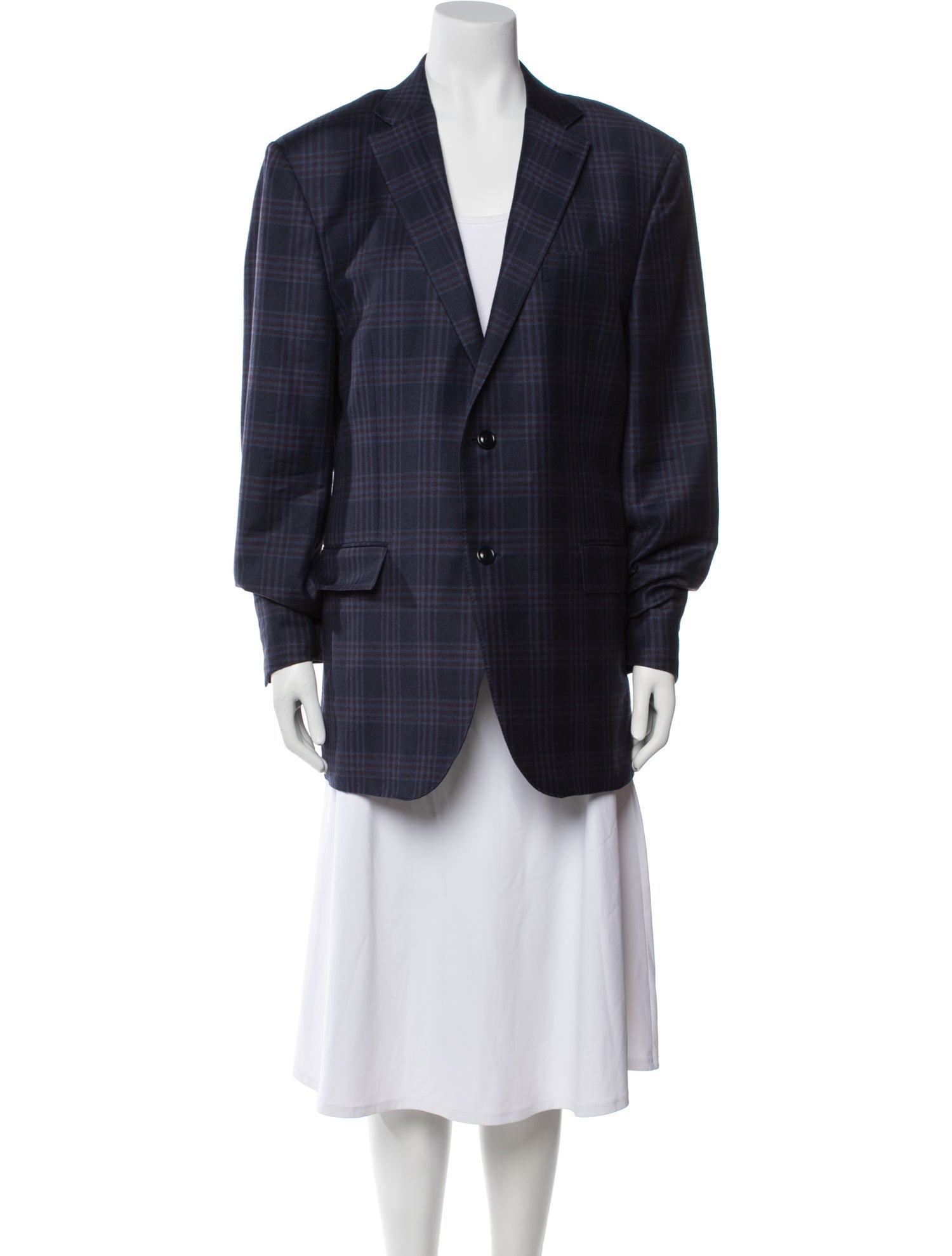 Ermenegildo Zegna Wool Plaid Print Blazer