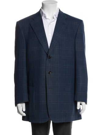 Ermenegildo Zegna Wool Plaid Print Blazer