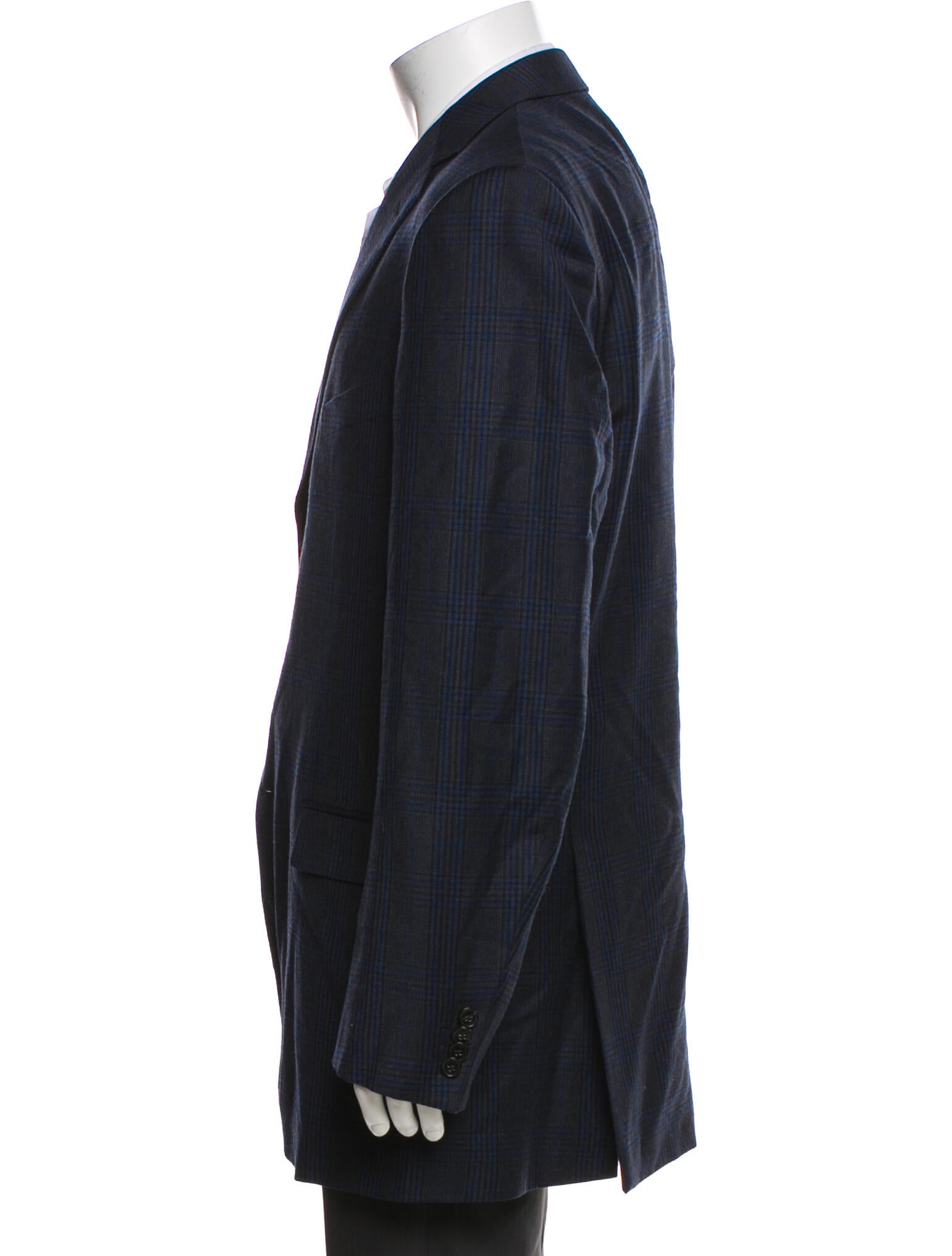 Ermenegildo Zegna Wool Plaid Print Overcoat