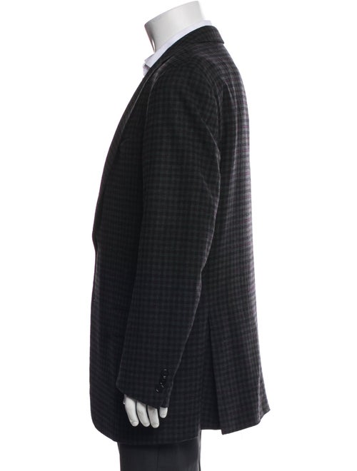 Ermenegildo Zegna Wool Plaid Print Peacoat