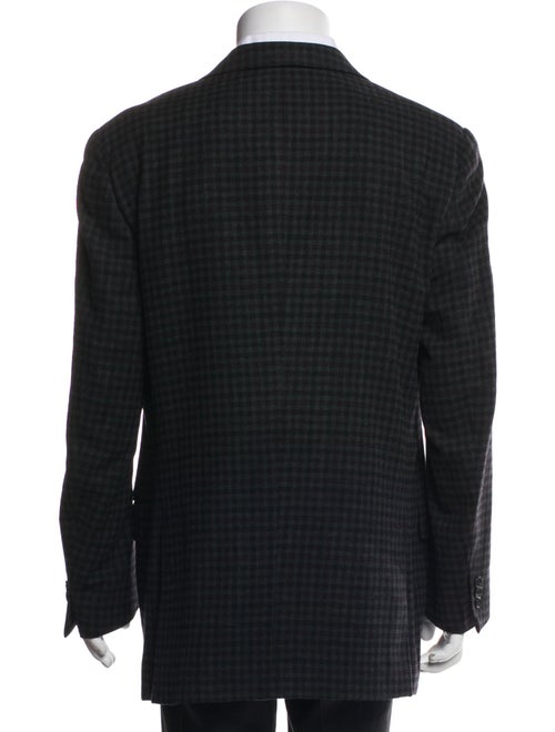 Ermenegildo Zegna Wool Plaid Print Peacoat