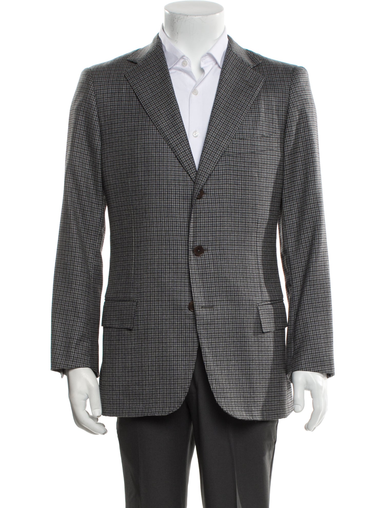Ermenegildo Zegna Wool Plaid Print Blazer