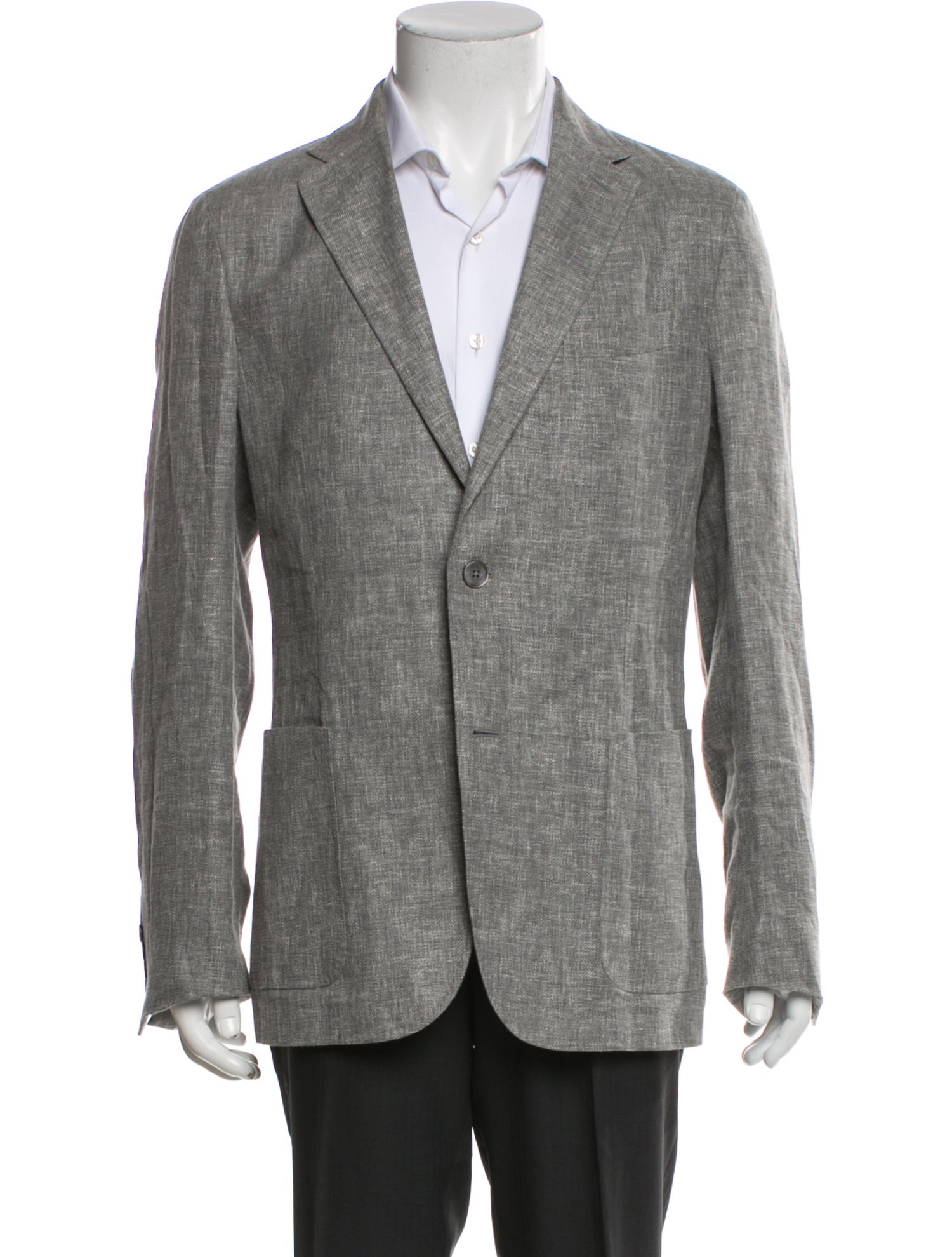 Ermenegildo Zegna Linen Leather Trim Embellishment Blazer