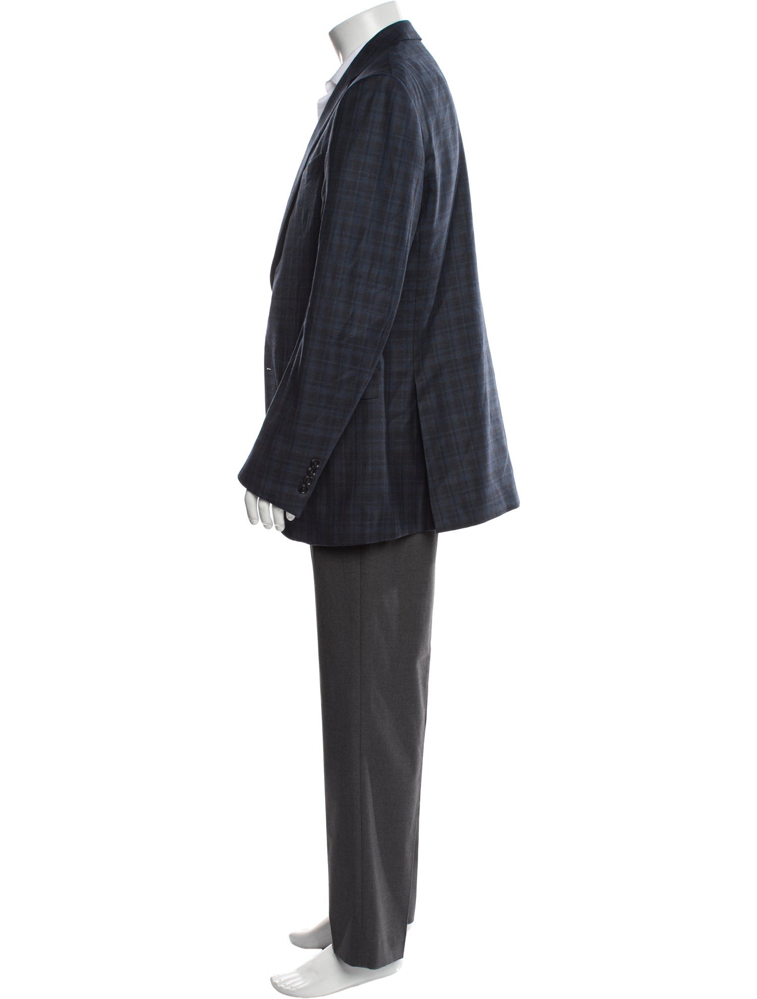 Ermenegildo Zegna Wool Plaid Print Overcoat