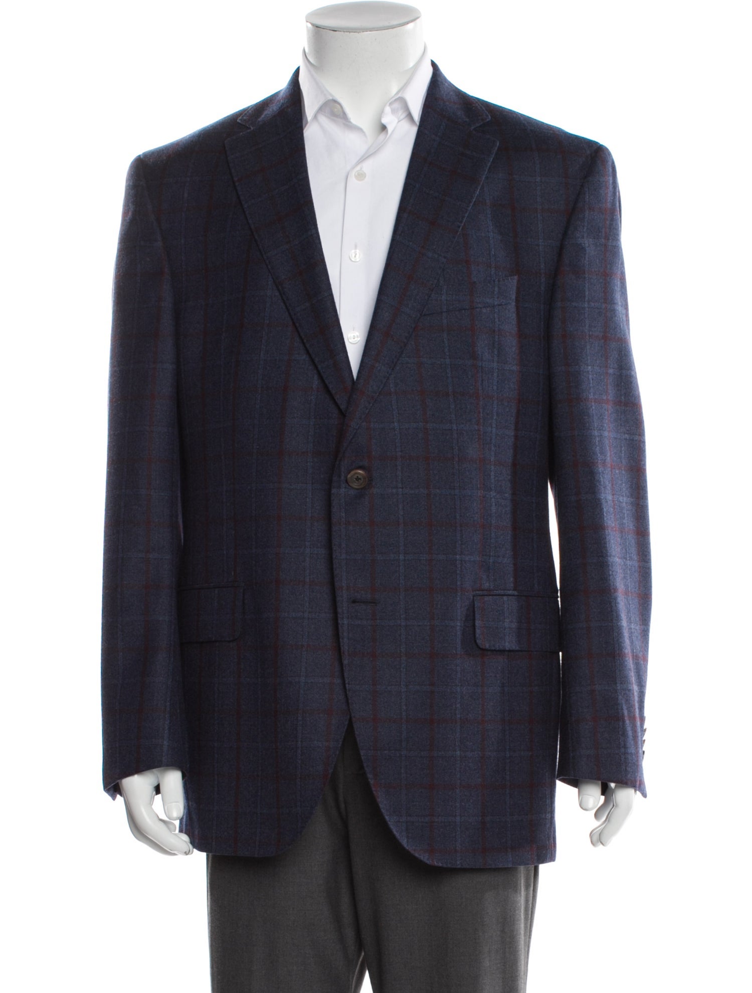 Ermenegildo Zegna Wool Plaid Print Blazer
