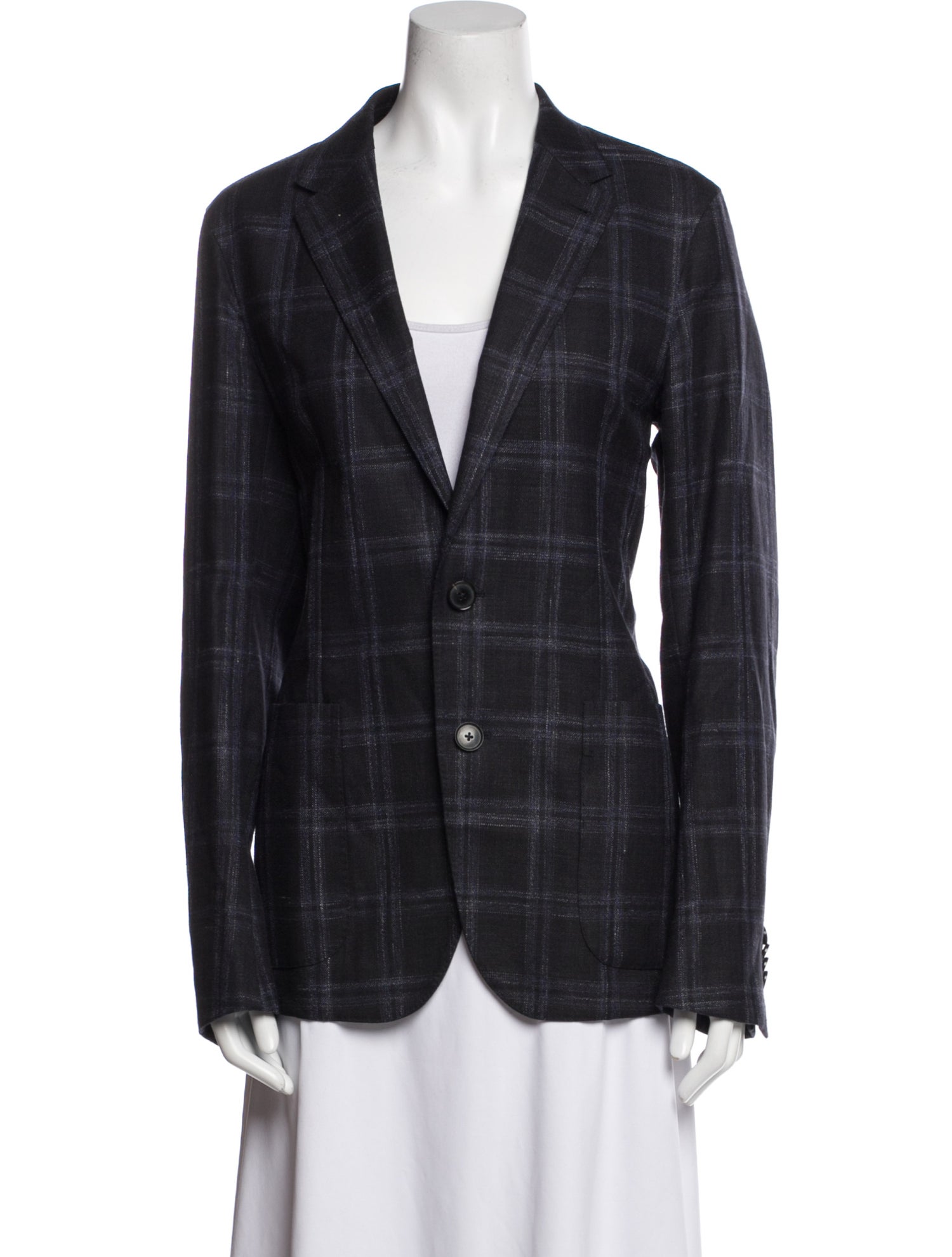 Ermenegildo Zegna Wool Plaid Print Blazer