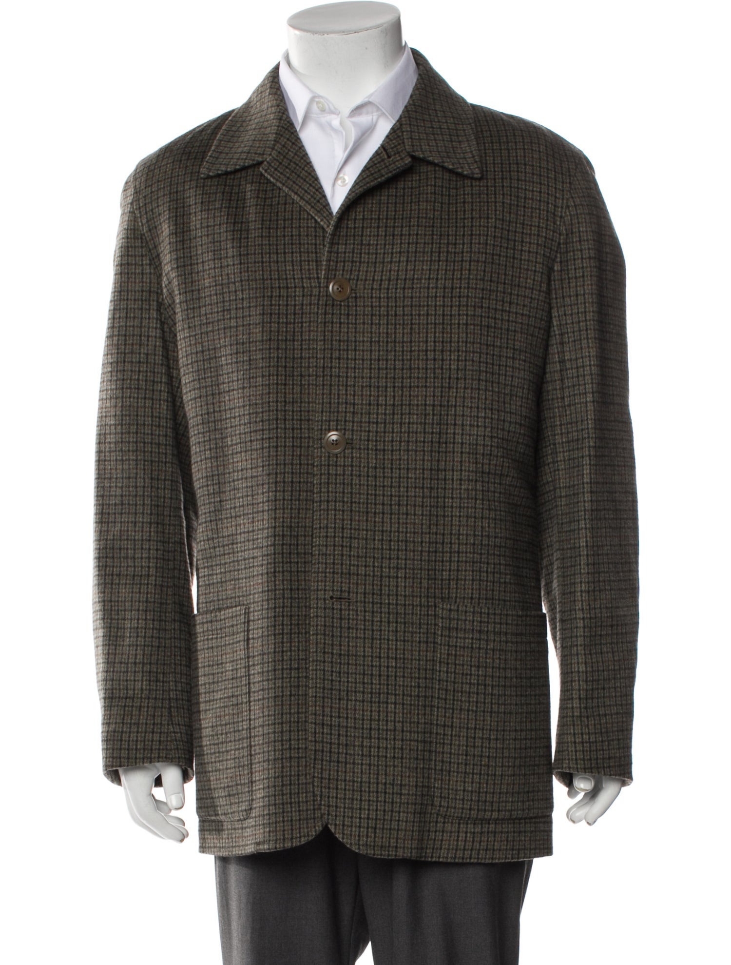 Ermenegildo Zegna Plaid Print Peacoat