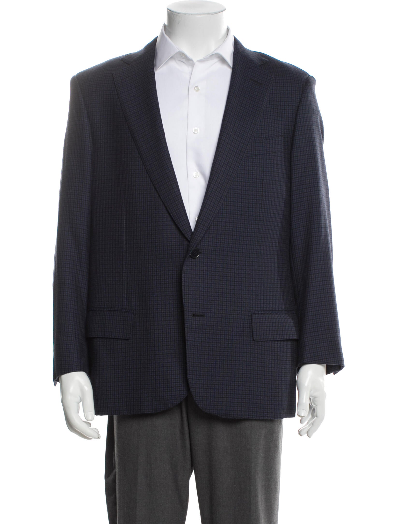 Ermenegildo Zegna Wool Plaid Print Blazer