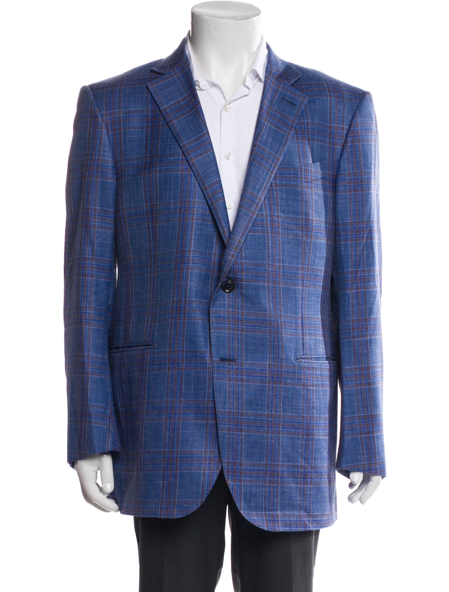 Ermenegildo Zegna Wool Plaid Print Blazer