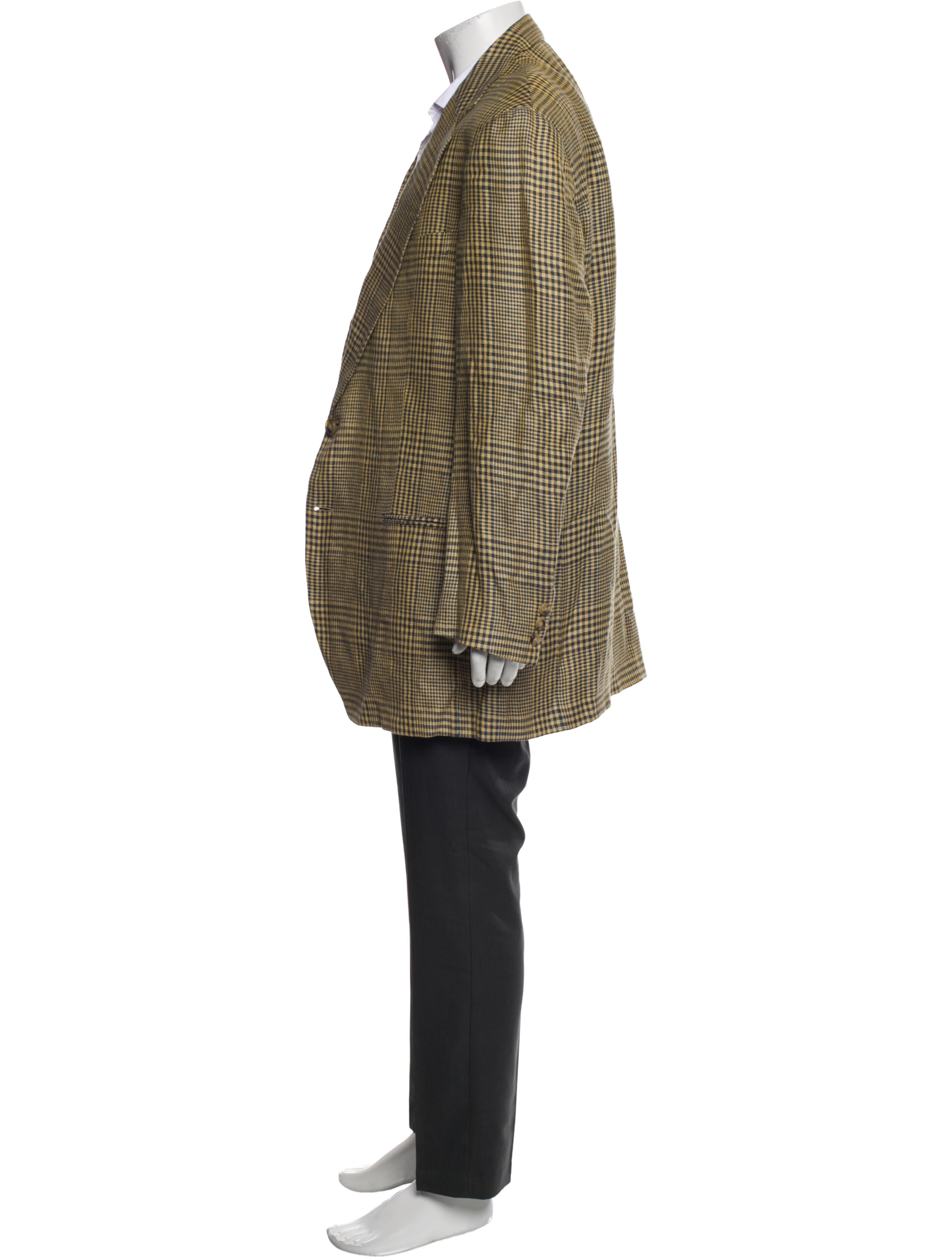 Ermenegildo Zegna Linen Plaid Print Overcoat
