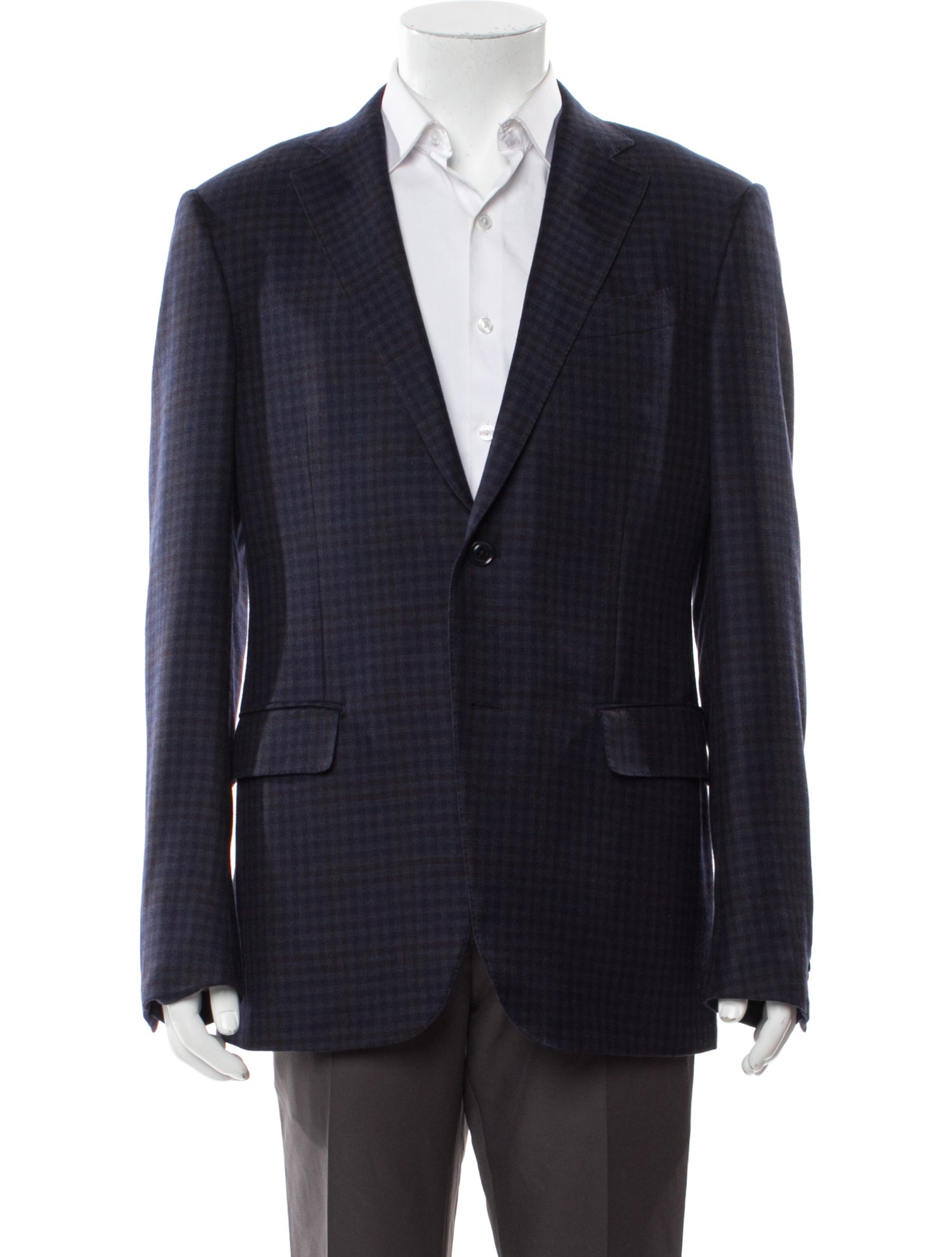 Ermenegildo Zegna Wool Plaid Print Blazer