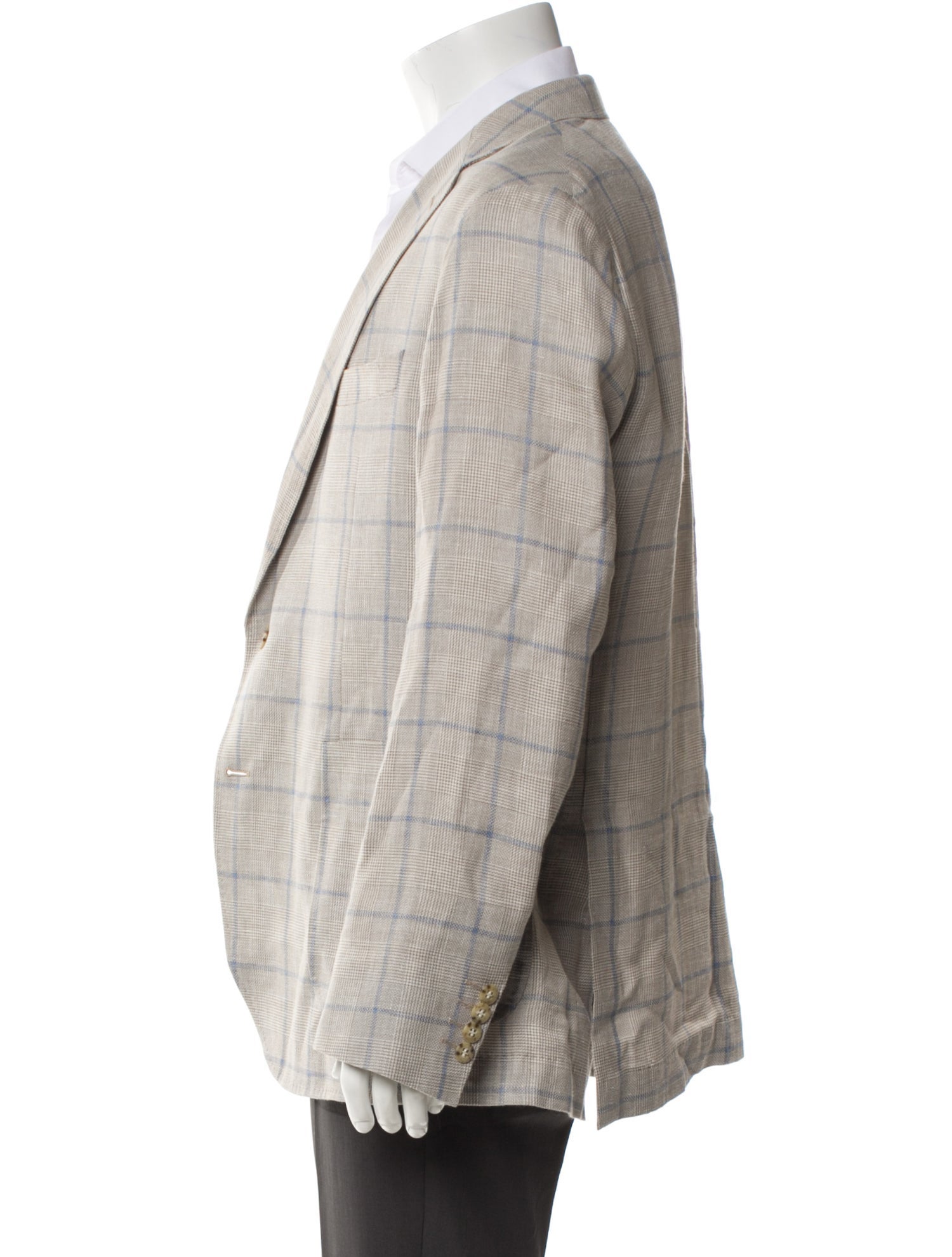 Ermenegildo Zegna Linen Plaid Print Blazer