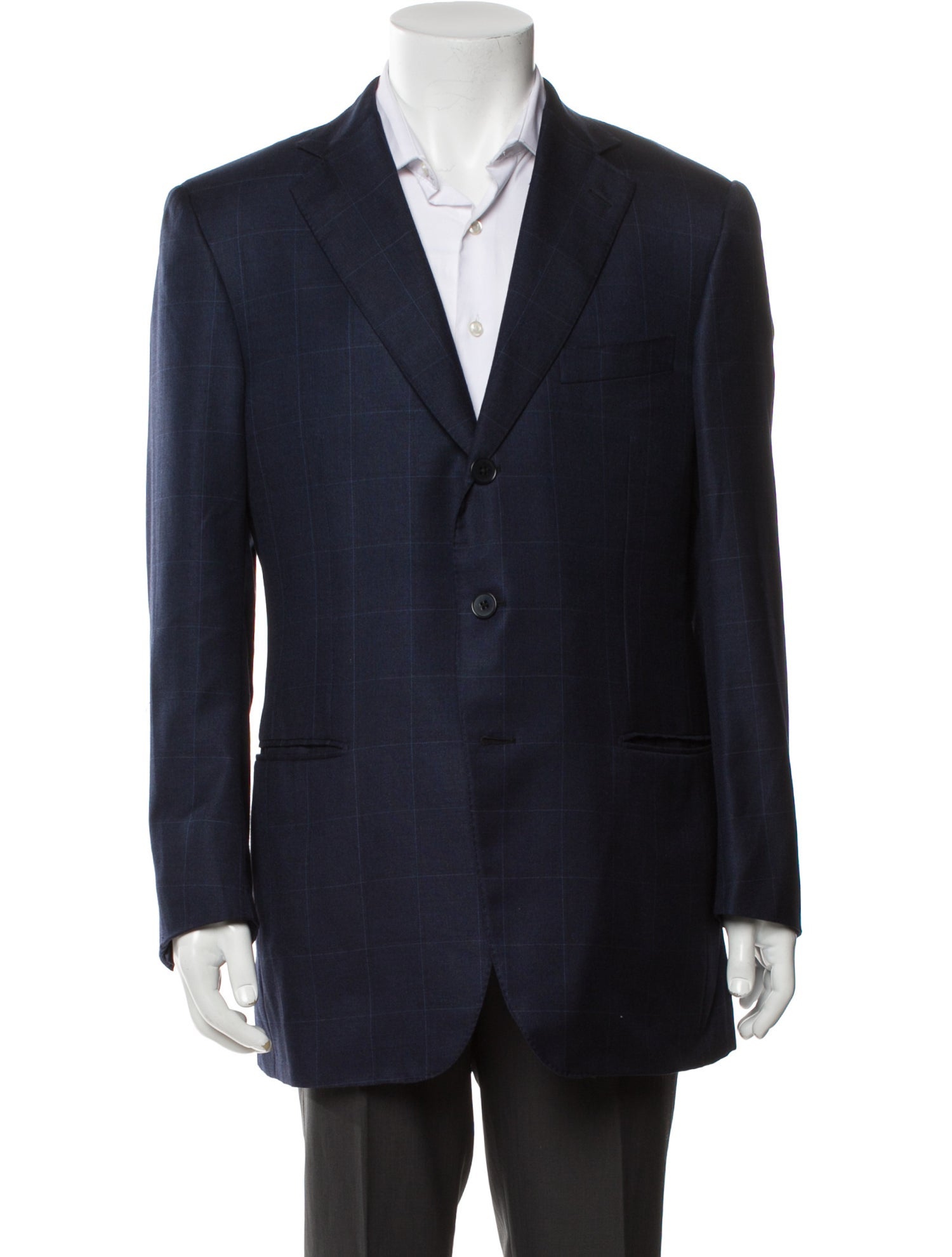 Ermenegildo Zegna Wool Plaid Print Blazer