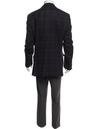 Ermenegildo Zegna Wool Plaid Print Blazer