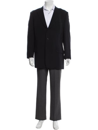 Ermenegildo Zegna Wool Leather Trim Embellishment Blazer