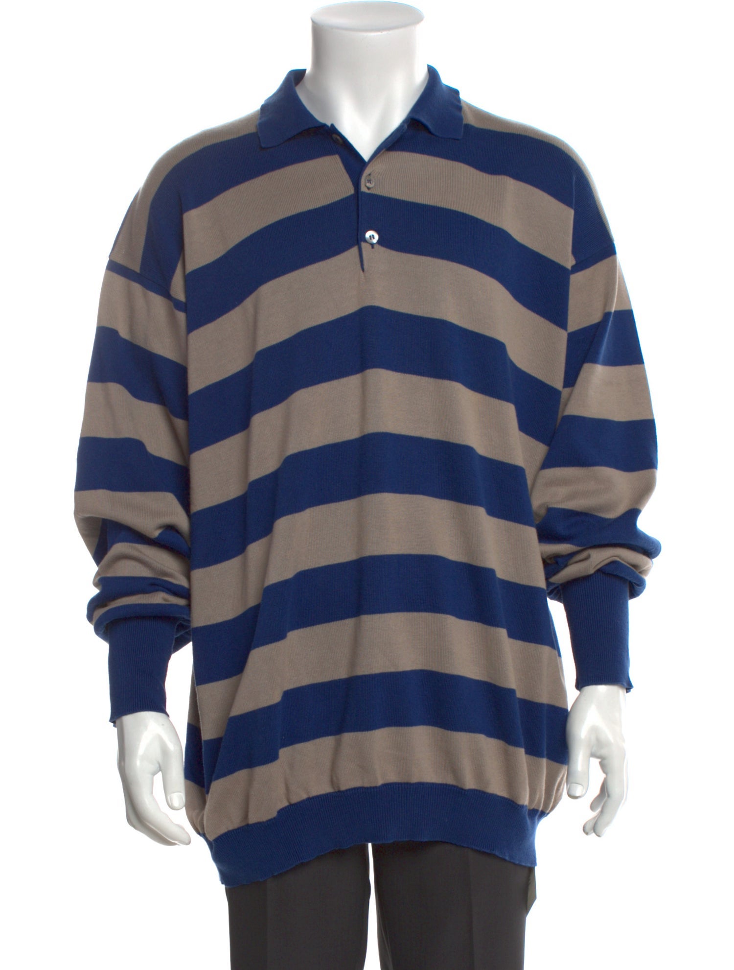 Ermenegildo Zegna Striped V-Neck Polo Sweater