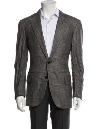 Ermenegildo Zegna Silk Houndstooth Print Blazer