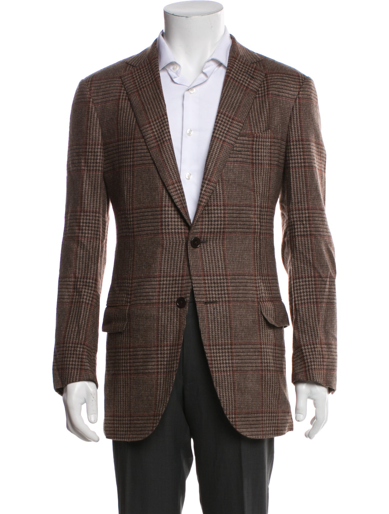 Ermenegildo Zegna Cashmere Plaid Print Peacoat