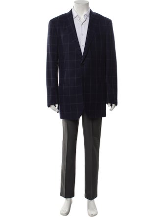 Ermenegildo Zegna Wool Plaid Print Blazer