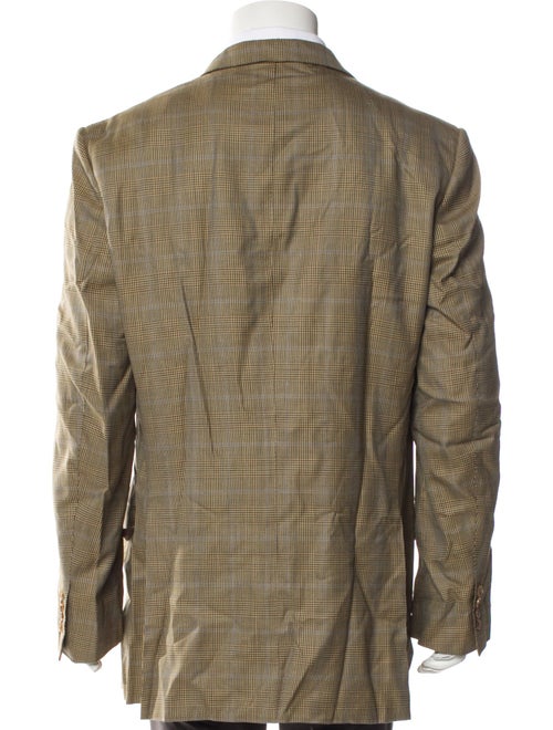 Ermenegildo Zegna Wool Plaid Print Peacoat